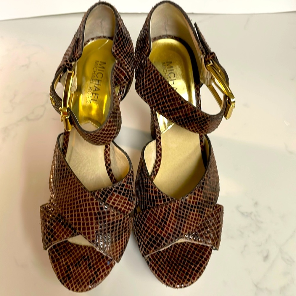 Michael Kors Brown Snakeskin Platform Heels